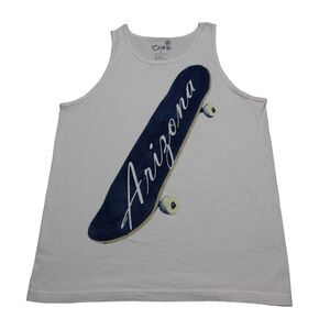 Crank Shirt Mens L White Skateboard Print Sleeveless Scoop Neck Tank Top